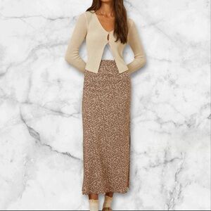 Altar’d State | Floral Midi Skirt | Brown Beige | Size XL